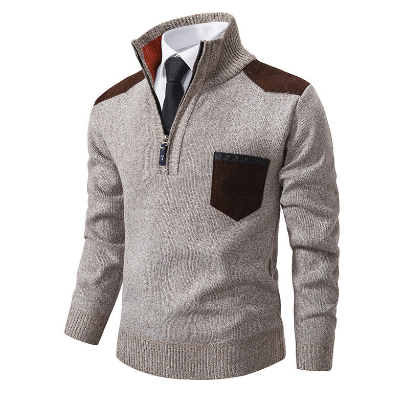 Herren eleganter Pullover mit halbhohem Kragen und feinen Kontrastdetails Drune