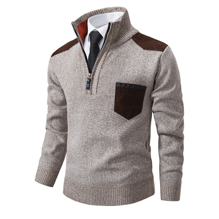 Herren eleganter Pullover mit halbhohem Kragen und feinen Kontrastdetails Drune