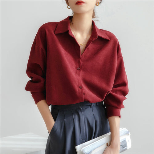 Damen Oversized Bluse mit elegantem Kragen und lässigem Schnitt Drune