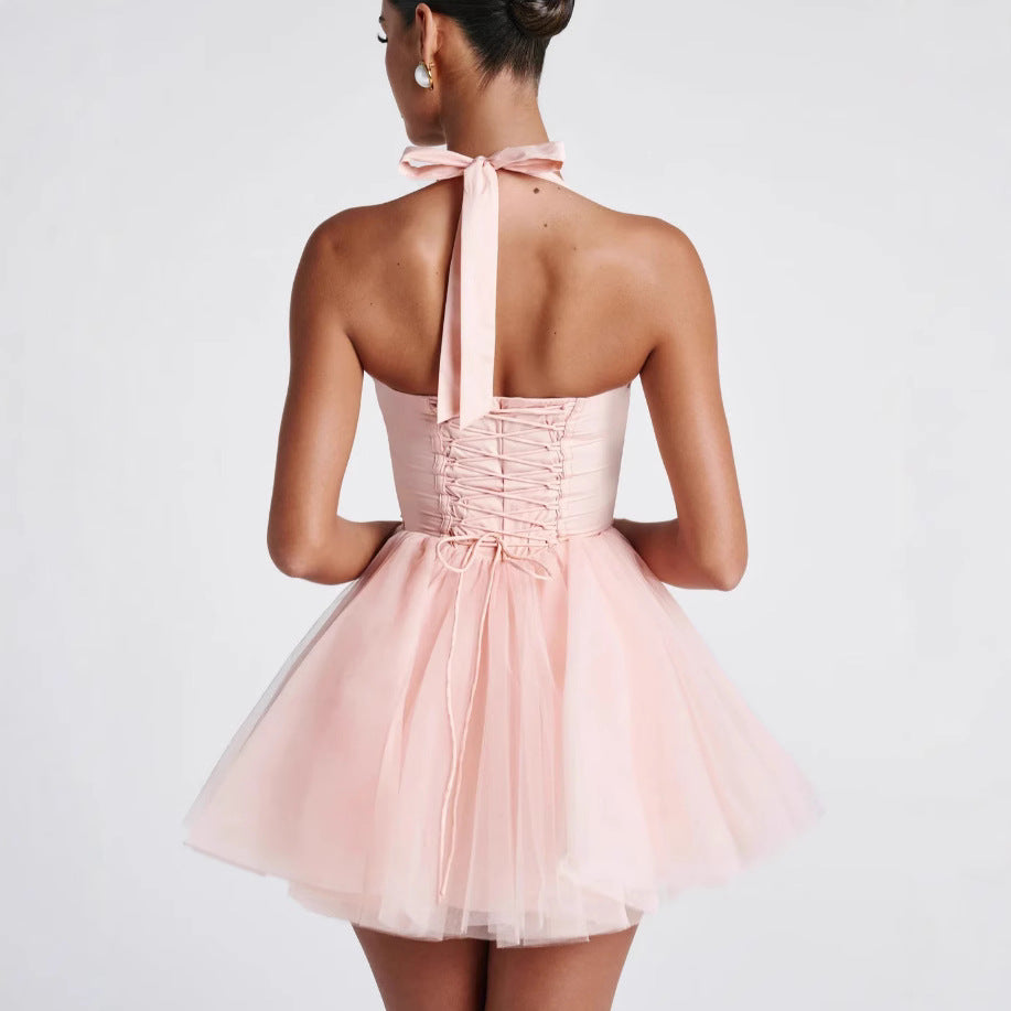 Damen Cocktailkleid mit korbartigem Oberteil und schwingendem Tüllrock Drune