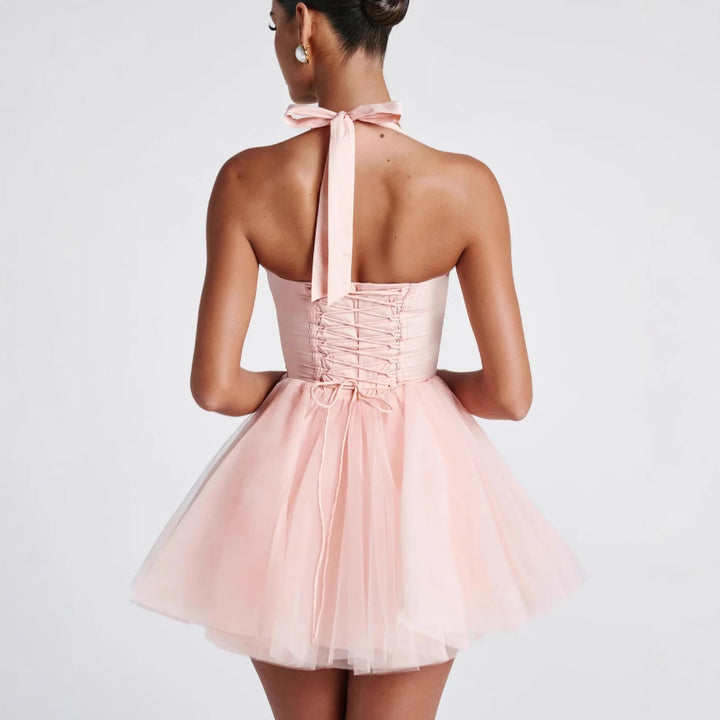 Damen Cocktailkleid mit korbartigem Oberteil und schwingendem Tüllrock Drune
