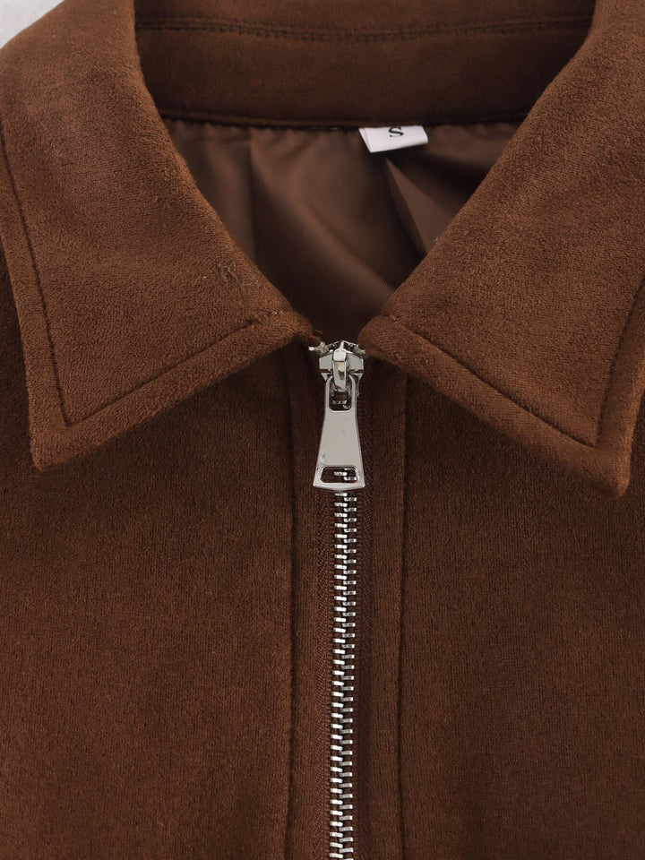 Damen Moderner Cropped Hoodie mit praktischen Taschen und Reißverschluss Drune