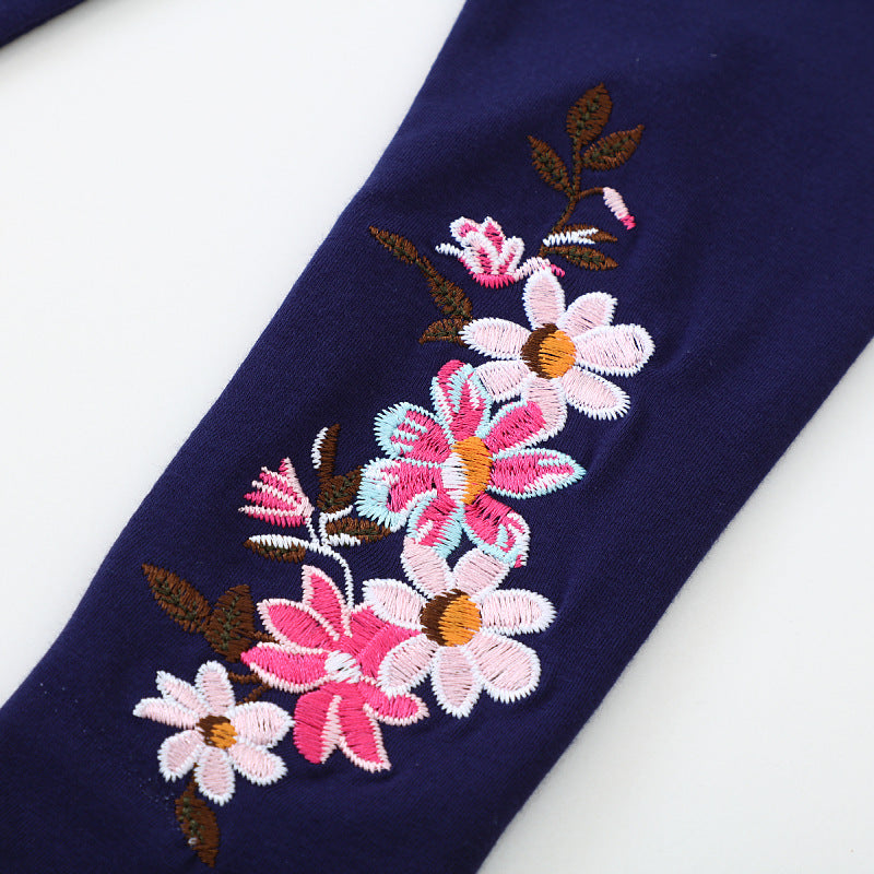Mädchen Leggings mit floralem Stickdesign Drune