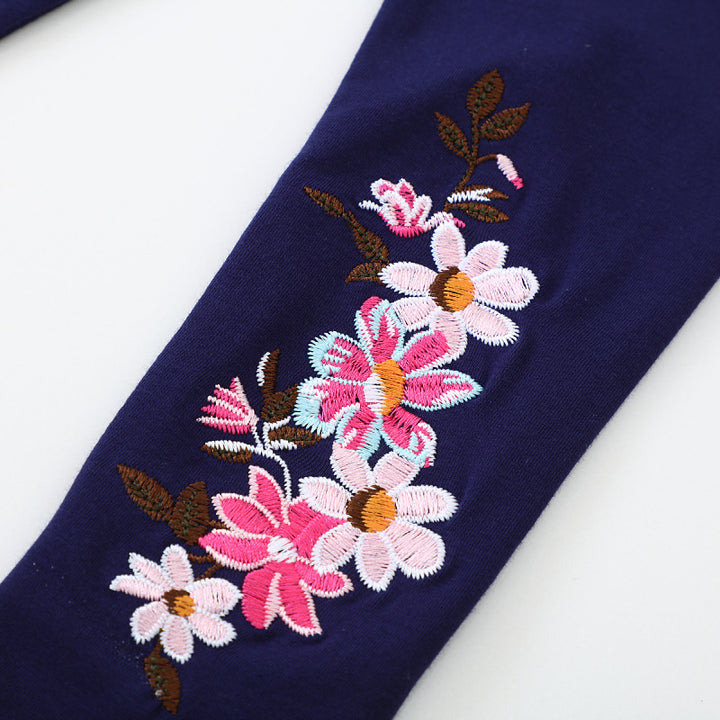 Mädchen Leggings mit floralem Stickdesign Drune