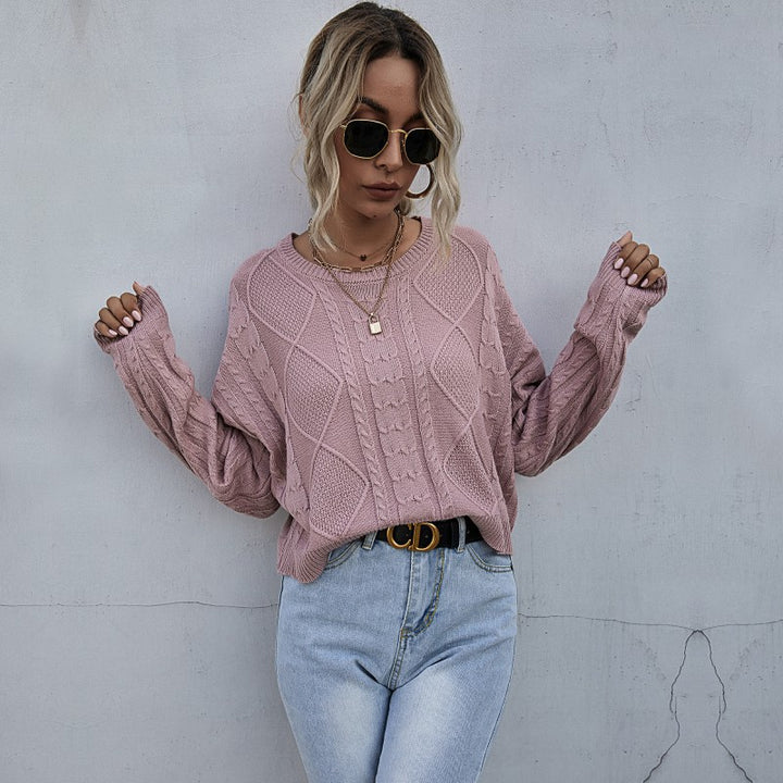 Damen kuscheliger Pullover mit strukturiertem Zopfmuster Drune