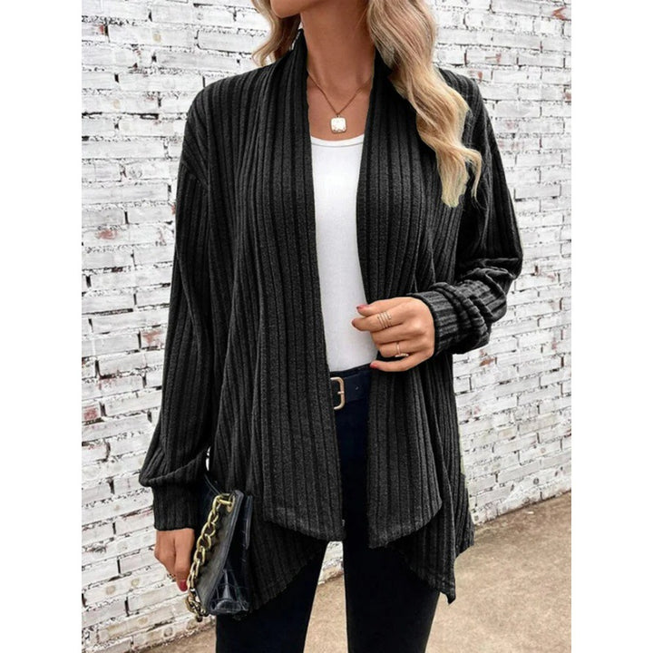 Damen Gestreifter Cardigan mit offenem Schnitt und langen Ärmeln Drune