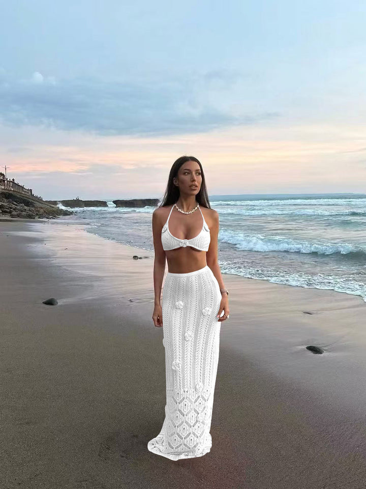 Damen Häkel-Strandkleid mit Kapuzenshirt Drune