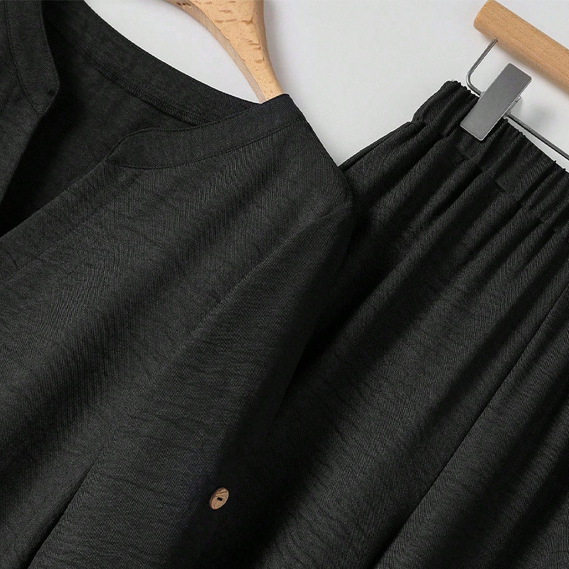 Damen lässiges Zweiteiler-Set mit Knopfdetails Drune