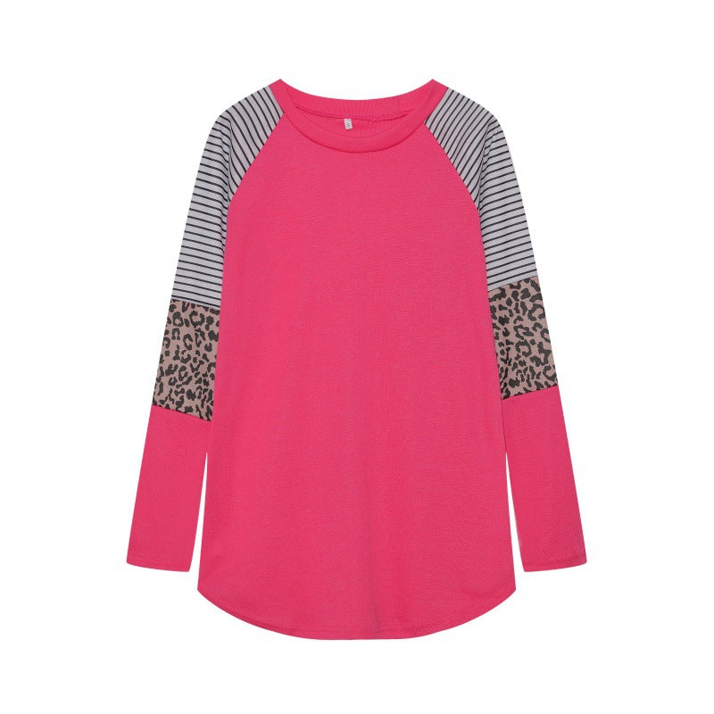 Damen Sportliches Langarmshirt mit tierischem Muster und modernem Streifendesign Drune