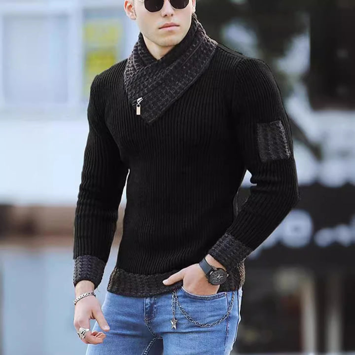 Herren strukturierter Pullover mit modernem Stehkragen Drune