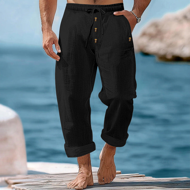 Herren lockere Strandhose mit verstellbarem Kordelzug und praktischen Seitentaschen Drune