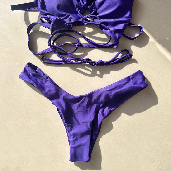 Damen Triangel-Bikini mit verstellbarem Schnürdesign und Figur formendem Schnitt Drune