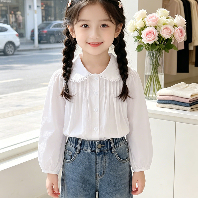 Mädchen Bluse mit Rüschendetails und elegantem Kragen Drune