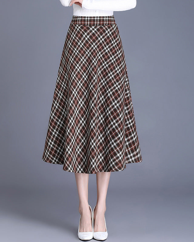 Damen Midirock im eleganten Karo-Design mit schwingendem Schnitt Drune