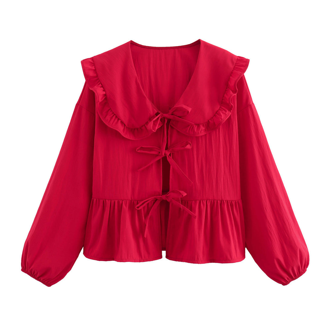 Damen verspielt geschnittene Bluse mit Rüschendetails Drune