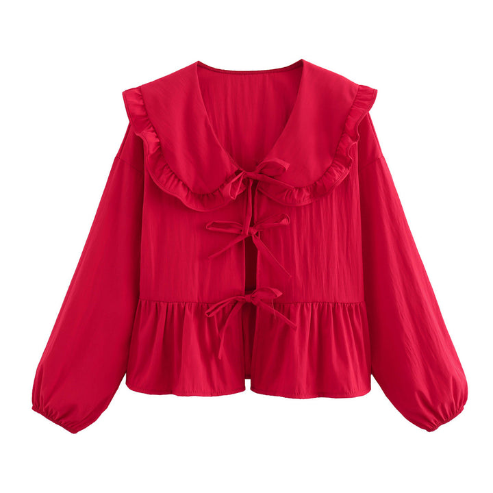 Damen verspielt geschnittene Bluse mit Rüschendetails Drune