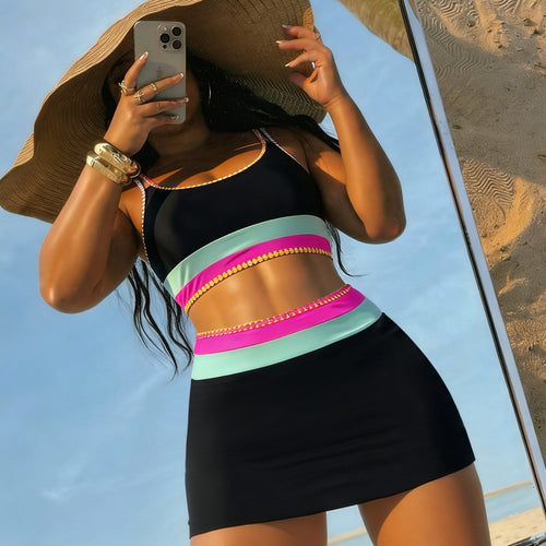 Damen Bikinikleid mit modischem Cut-Out und farbigen Akzenten Drune