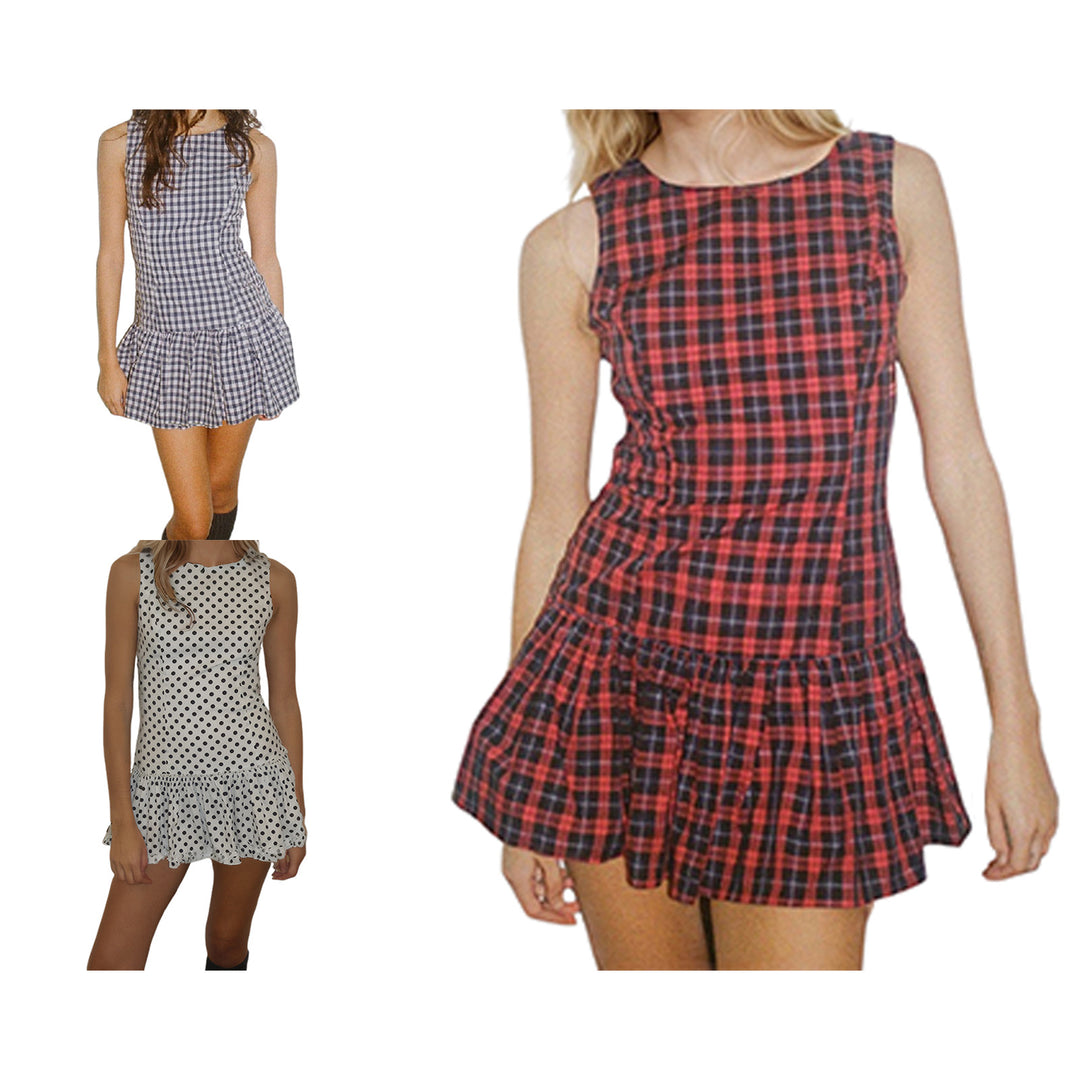 Damen Freizeitkleid mit Punkten und Rüschendetail Drune