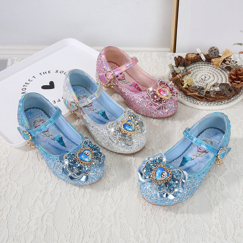 Mädchen Festliche Glitzer Ballerinas mit Blumenapplikation Drune