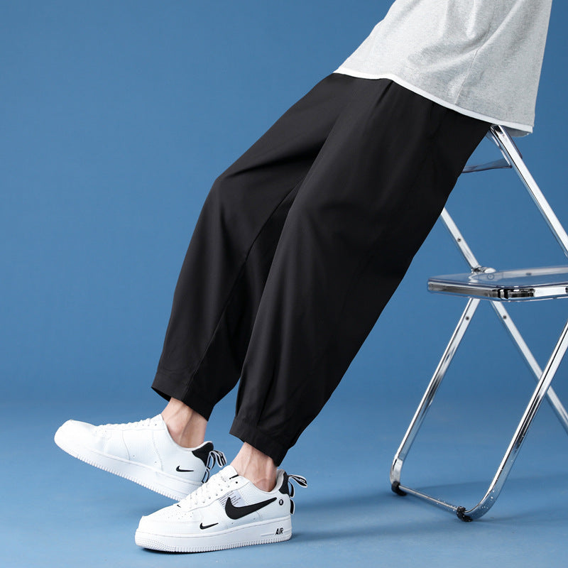 Herren nan weite technische Jogginghose mit elastischem Bund, gekräuseltem Beinabschluss und atmungsaktivem Stretchmaterial Drune