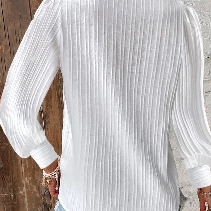 Damen Bluse mit raffiniertem Falten-Design und eleganten Spitzenakzenten Drune