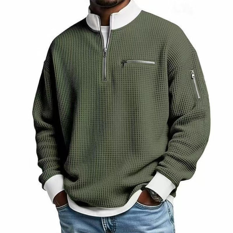 Herren Sweatshirt mit hohem Kragen und praktischem Reißverschluss Drune