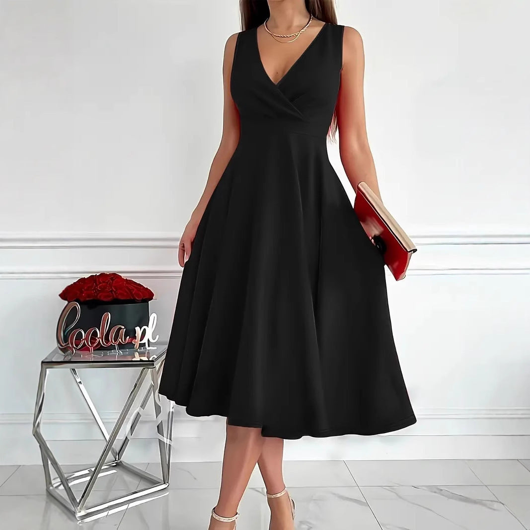 Drune | Einfarbiges Tankkleid Asymmetrischer Ausschnitt Kleid