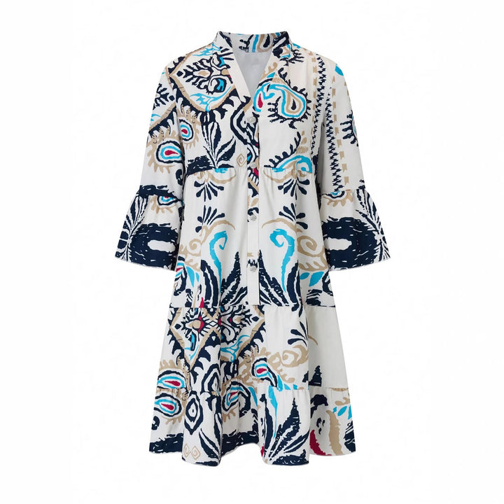 Damen Freizeitkleid mit modischem floralem Design und langen Ärmeln Drune