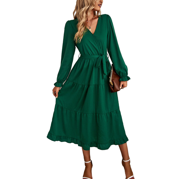 Damen Wickelkleid mit Rüschen und Taillengürtel Drune