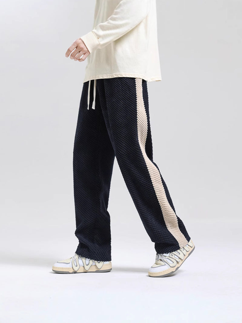 Damen Bequeme Freizeithose mit strukturiertem Stoff und seitlichen Streifen Drune