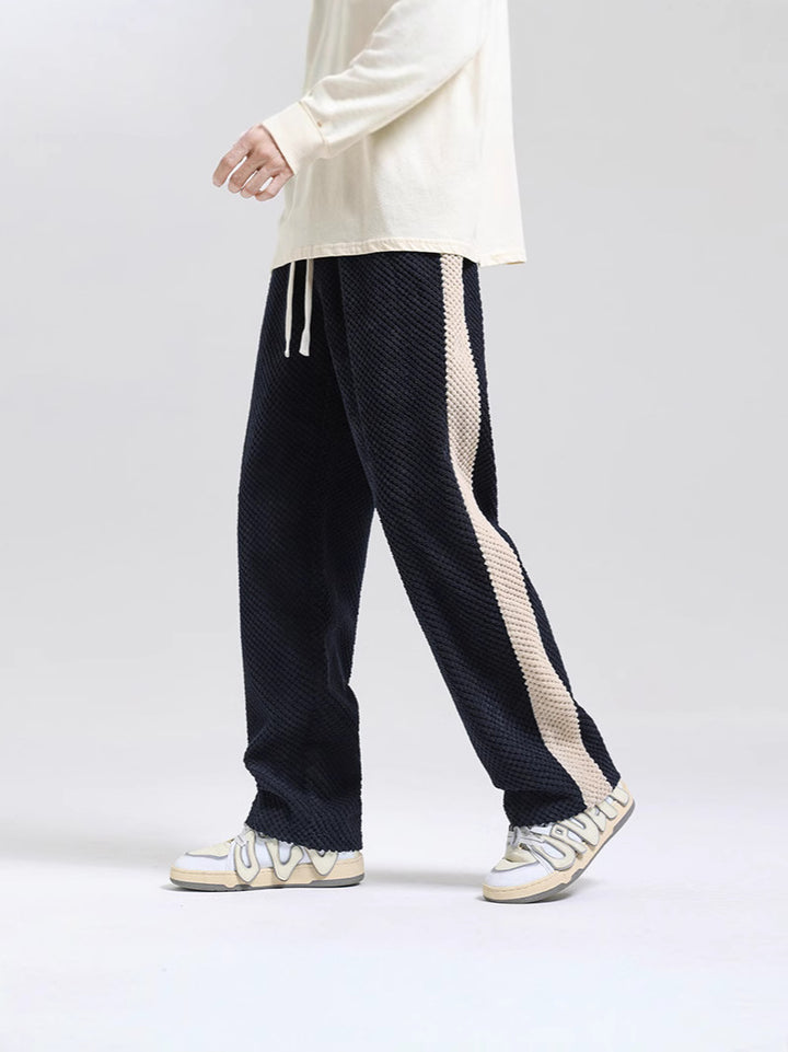 Damen Bequeme Freizeithose mit strukturiertem Stoff und seitlichen Streifen Drune