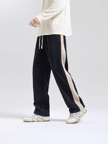 Damen Bequeme Freizeithose mit strukturiertem Stoff und seitlichen Streifen Drune
