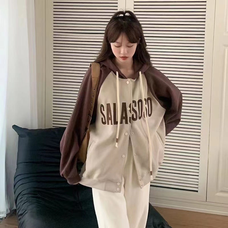 Damen Sportliche Kapuzenjacke mit lässigem Schnitt und auffälligem Schriftzug Drune