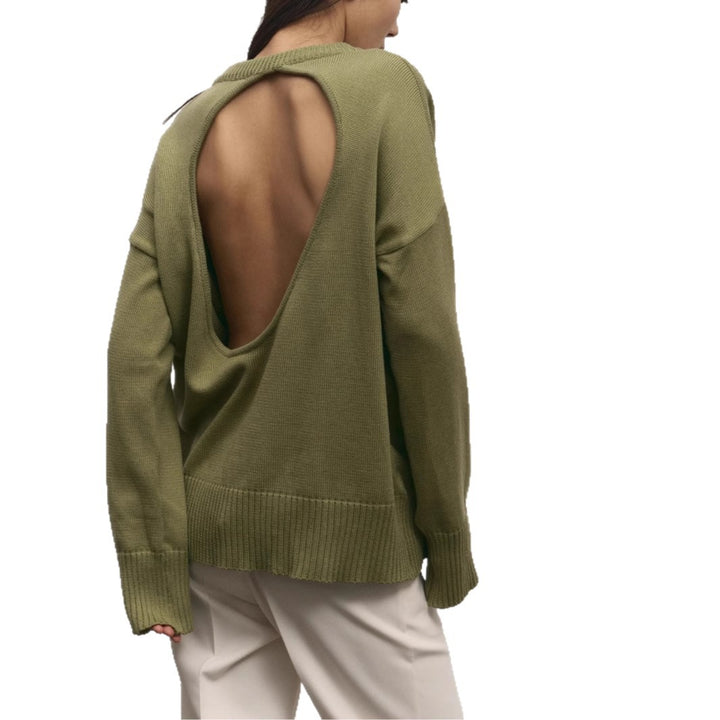 Damen lässiger Strickpullover mit innovativem Schnitt und weiten Ärmeln Drune