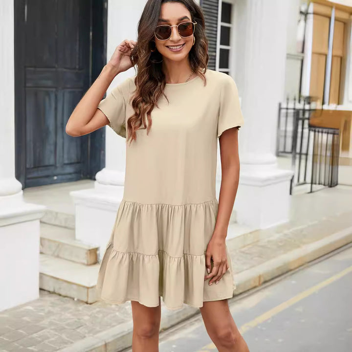 Damen lässiges Sommerkleid mit Rüschendetails Drune