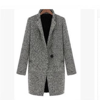 Damen Elegante zweireihige Blazerjacke mit klassischem Houndstooth-Muster Drune