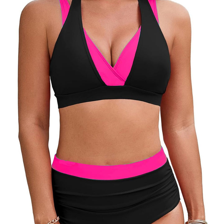 Damen Sportliches Hochbund-Bikini-Set mit asymmetrischem Schnitt Drune