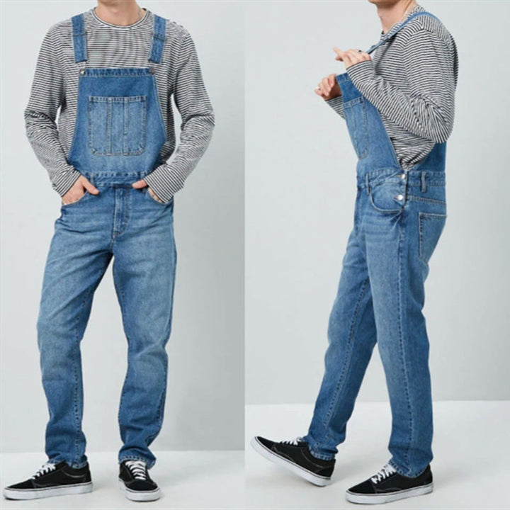 Herren Denim Latzhose im Vintage-Stil mit regulierbaren Trägern und praktischen Taschen Drune
