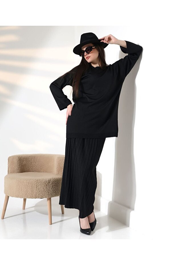 Damen Langarmshirt und Faltenrock Set Drune