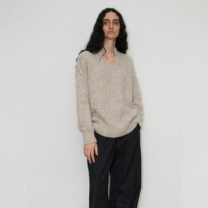 Damen Grobstrickpullover mit steigendem Kragen Drune