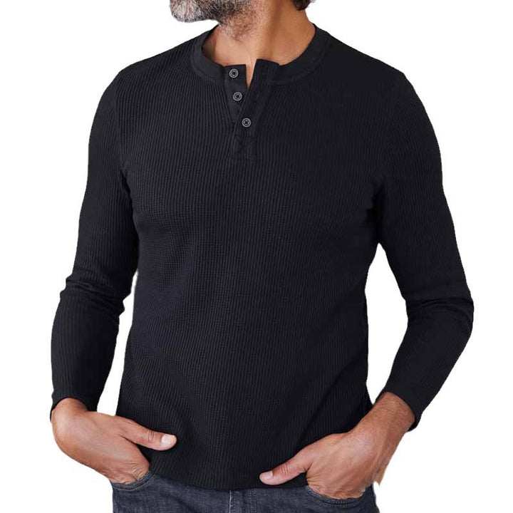 Herren Strick-Thermo-Oberteil mit Knopfleiste Drune