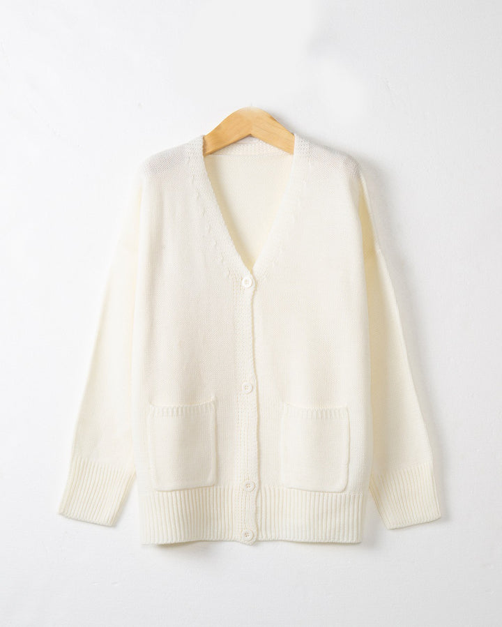 Damen Grobstrick Cardigan mit praktischen Eingrifftaschen und V-Ausschnitt Drune