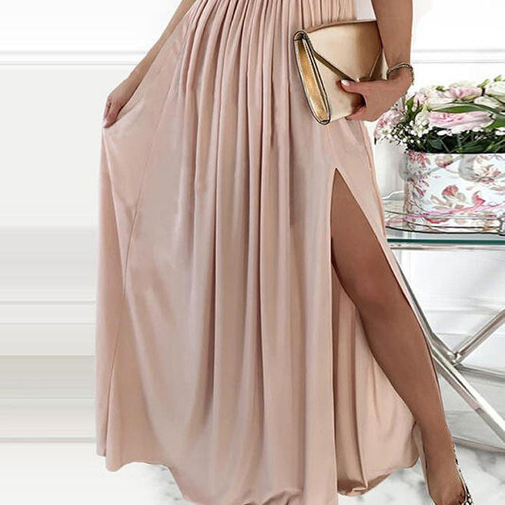 Damen Elegantes Abendkleid mit asymmetrischem Oberteil und schimmerndem Rock Drune