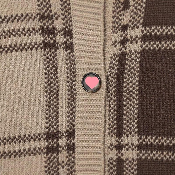 Damen gemütliche Karoknitted Cardigan Drune