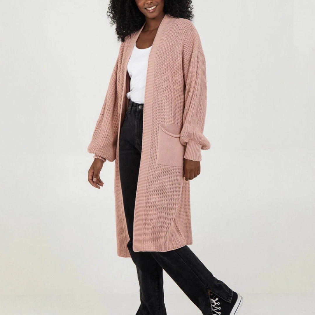 Damen Großer Strickcardigan mit voluminösen Ärmeln und offener Front Drune