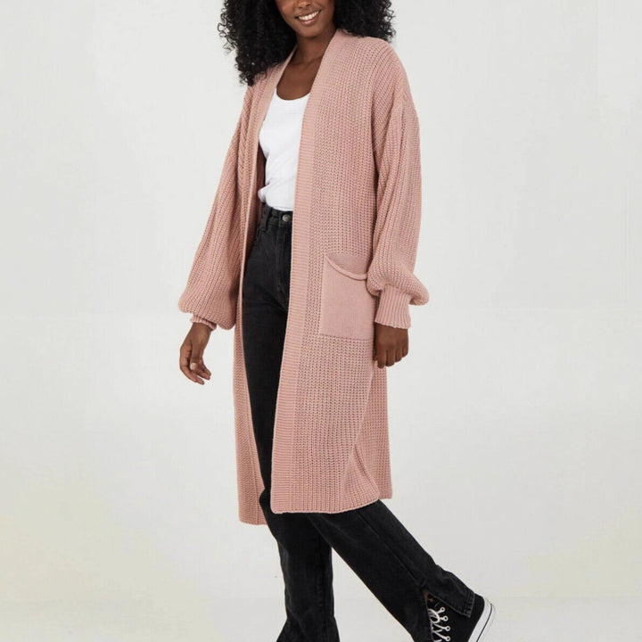 Damen Großer Strickcardigan mit voluminösen Ärmeln und offener Front Drune