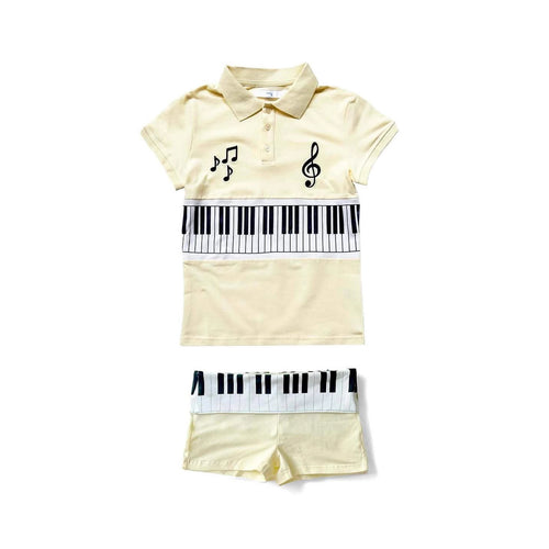 Damen Poloshirt und Shorts Set mit musikalischem Design Drune