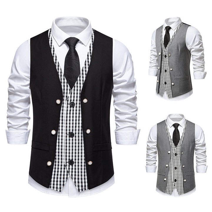 Herren elegante Weste mit kariertem Innenfutter Drune