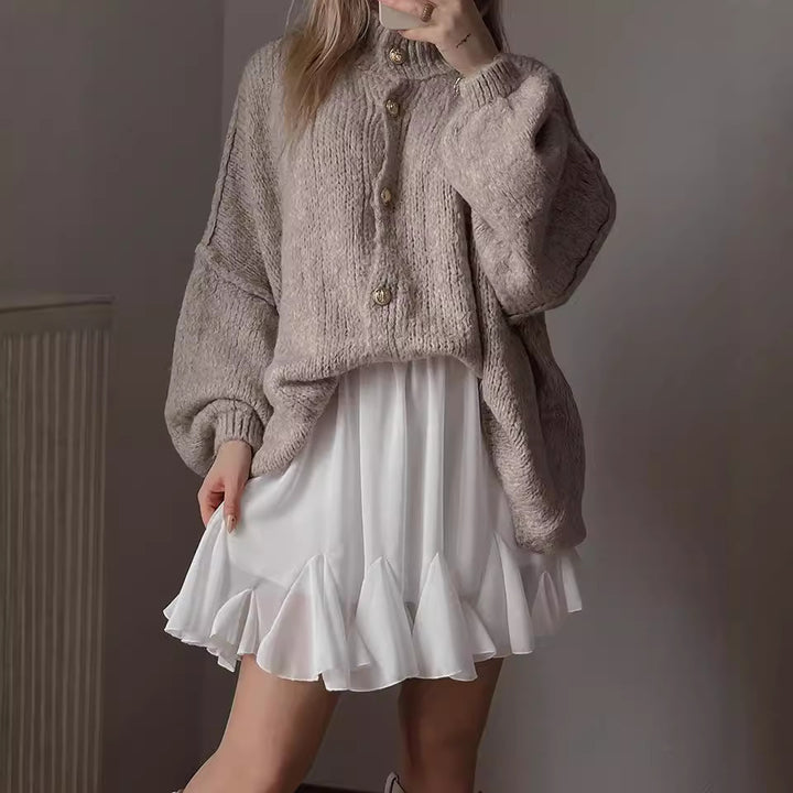 Damen gemütlicher Oversized-Strickpullover mit modernem Schnitt und voluminösen Ärmeln Drune