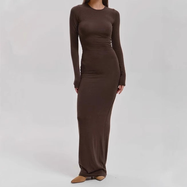 Damen Elegantes Langarm-Maxikleid mit figurformendem Schnitt und hohem Komfort Drune